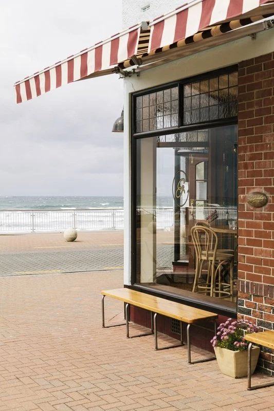 The restaurant frontage opening towards the waterfront